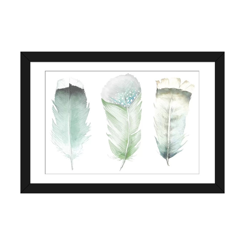 «Green Feathers» par Wadering Laur - reproduction sur toile tendue, H 16 po x l 24 po x P 1 po