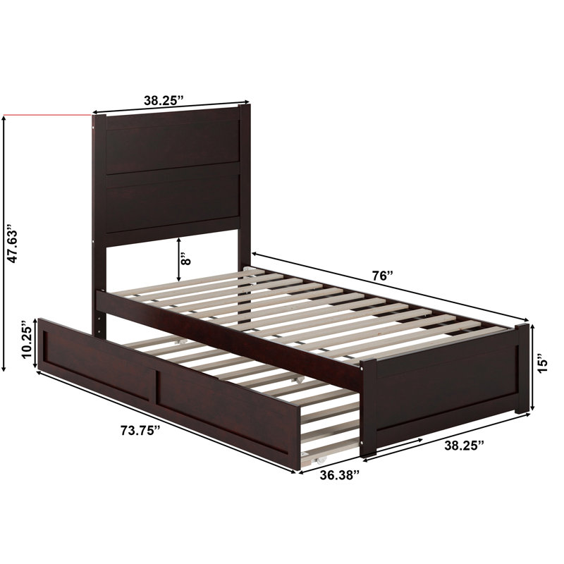 Ivor Solid Wood Trundle Bed, Twin, Espresso