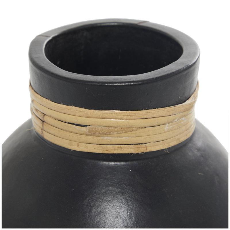Terracotta Decorative Bottle, Black, 11.25" H x 8.05" W x 8.05" D