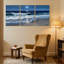 Nautique et plage, vagues de la mer, clair de lune, ensemble de 3 reproductions d'art sur toile-654526995