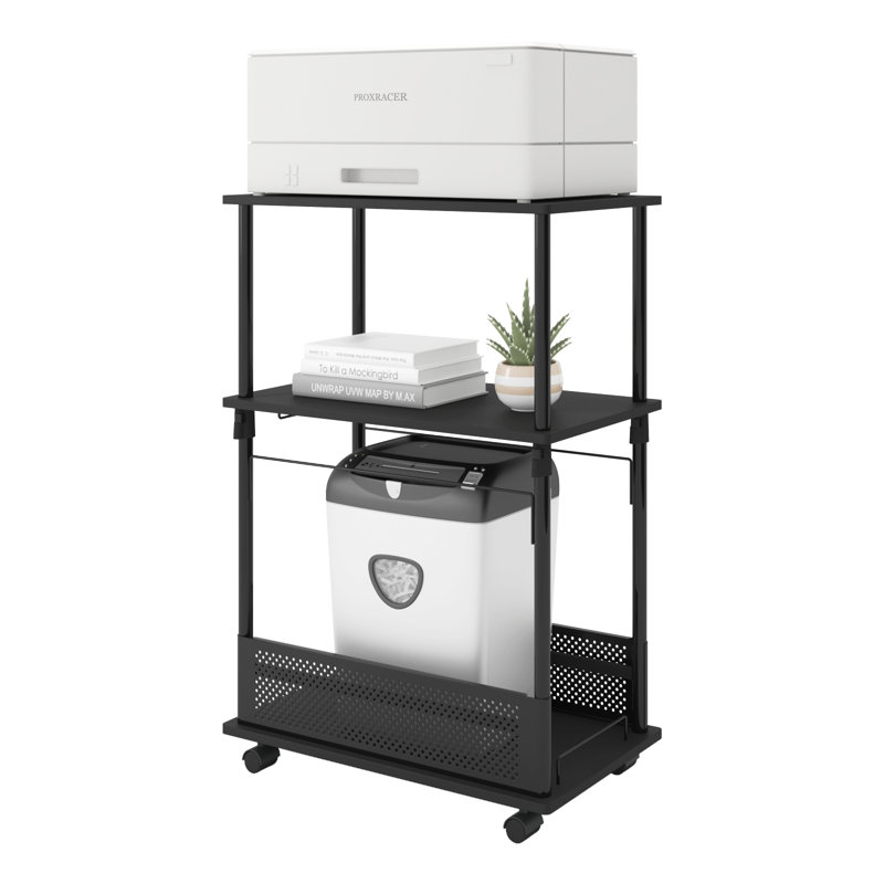 26.4'' W Cart Mobile Printer Stand with Shelves