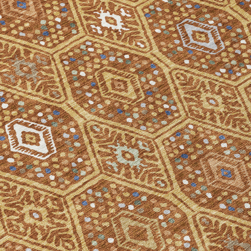 Machine Washable Indoor/Outdoor Chantille ACN2471 Global Rug, Gold, 5' x 7'6"