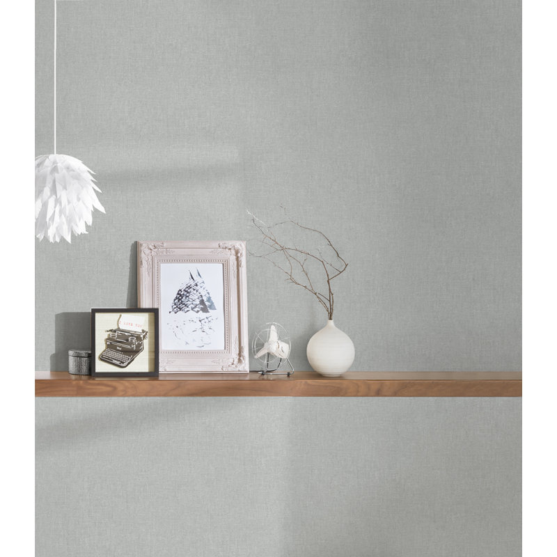 Alpha 10.05m x 53cm Textured Metallic Paste the Wall Wallpaper Roll, Grey
