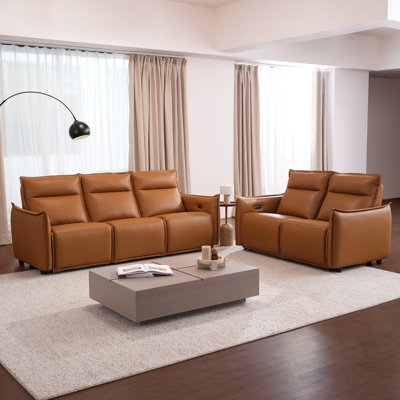 Leather Wall Hugger & Zero-Gravity 3+2 Seater Power Reclining Living Room Set  With USB & Type-C Ports