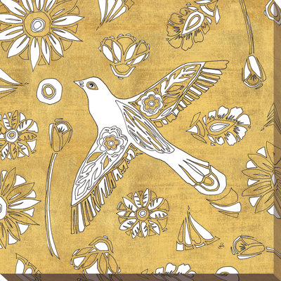 « color my world scandinave woodcut i gold », reproduction de dessin sur toile