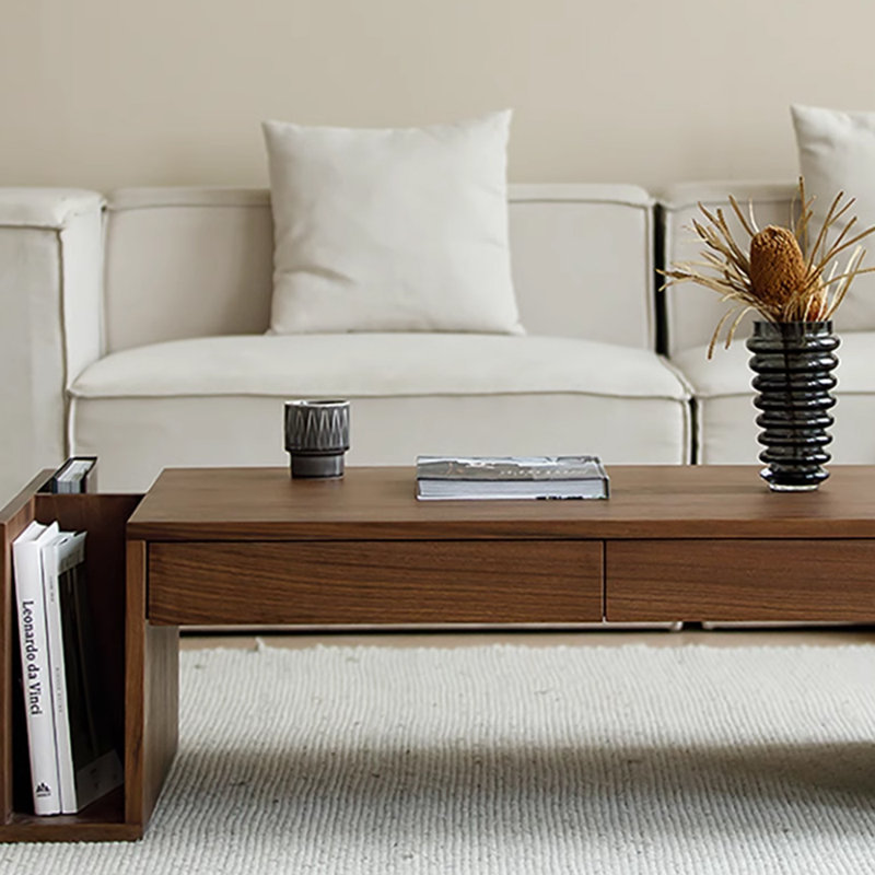 Solid wood coffee table with retro design