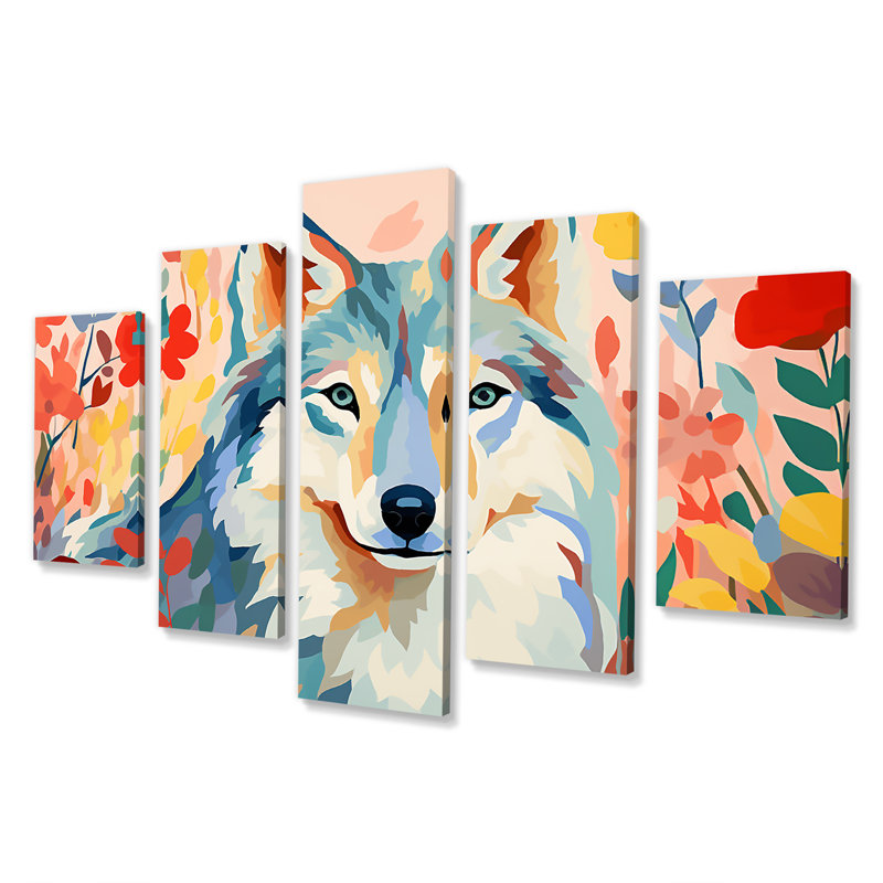 Impression sur toile Impressionniste, loup multicolore
