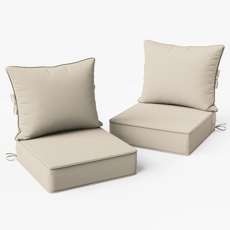 24"W X 24"D Outdoor Deep Seating Cushions 6.5” Indoor/Outdoor Seat And Back Cushion, Cushions Only, Beige