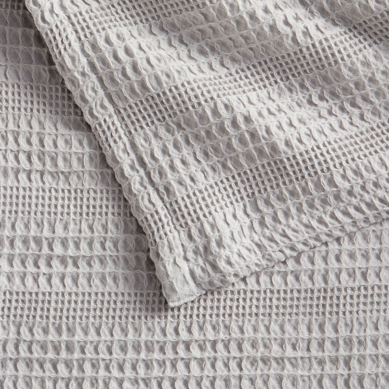 Jeté Amelia Waffle Weave, Très grand, Gris
