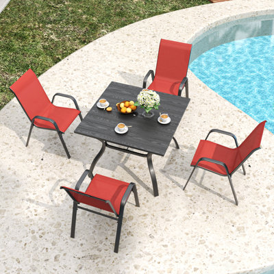 Ensemble de table de salle à manger 5 pièces avec trou pour parasol et 4 chaises pliantes