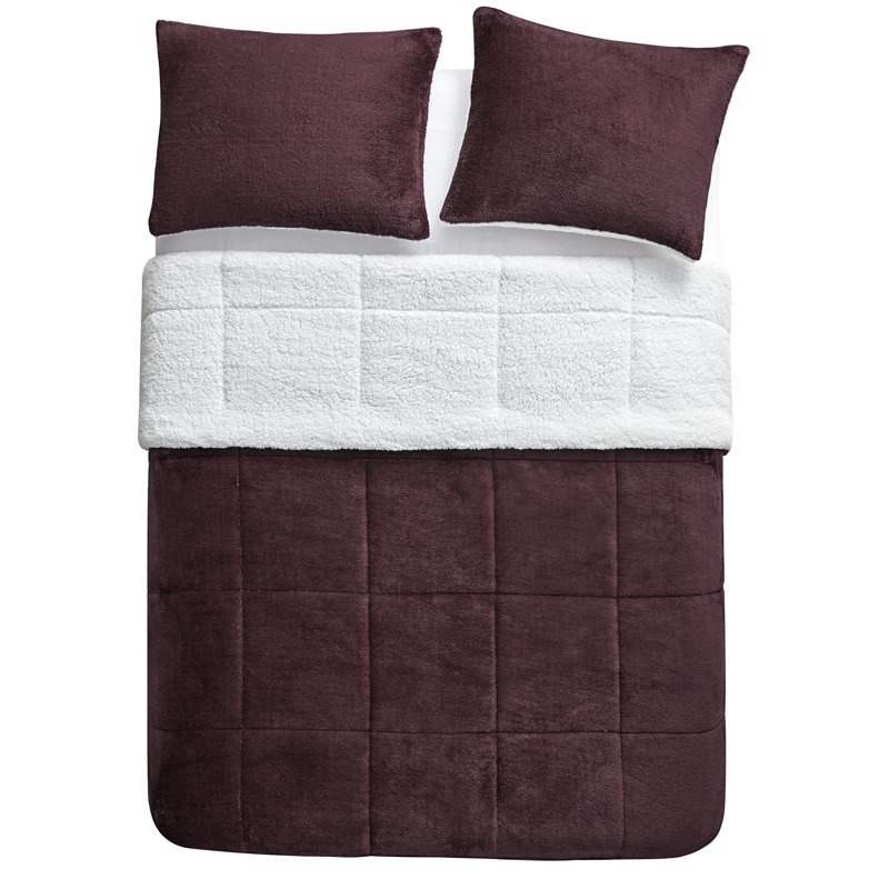 Microfibre Reversible Comforter Set, King/California King Comforter + 2 Pillowcases, Wine