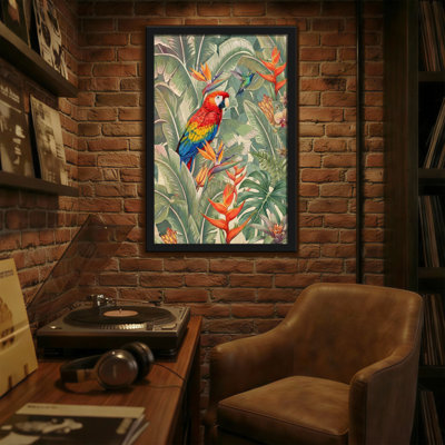 Animals Tropical Parrot And Exotic Flowers Pattern
