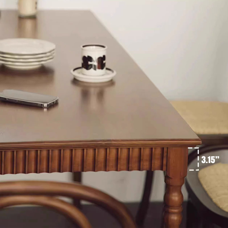 Nut-Brown Rectangular Solid Wood Dining Table, 29.53"H x 55.12"L x 31.5"W