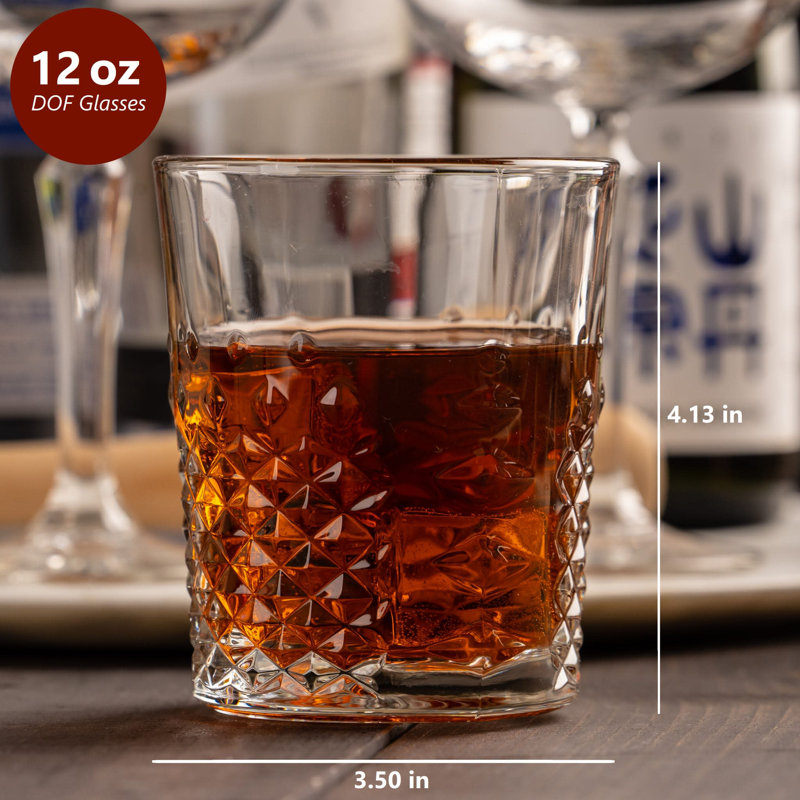 Libbey 12 oz Clear Faceted Glass Double Old Fashioned Set