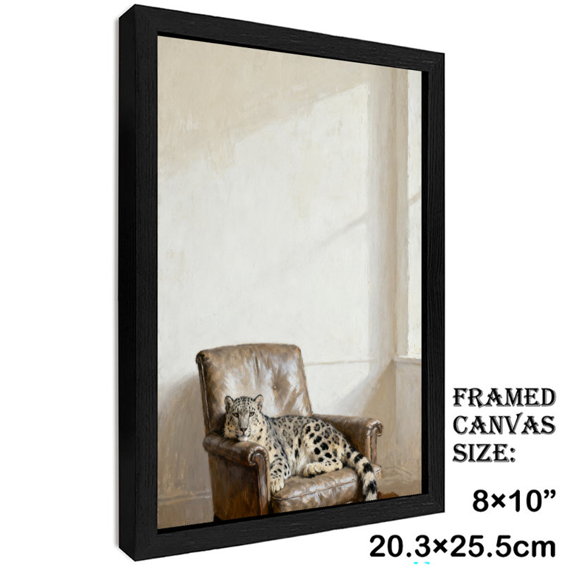 Art mural rétro noir avec motif léopard rétro, H 11 po x l 9 po