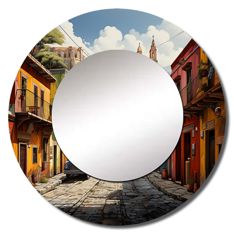 Sarvar, Mexique, Fiesta City III - Mexique, miroir décoratif traditionnel, 29 po x 29 po
