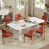 Table noire avec chaises bleu sarcelle est en rupture de stock