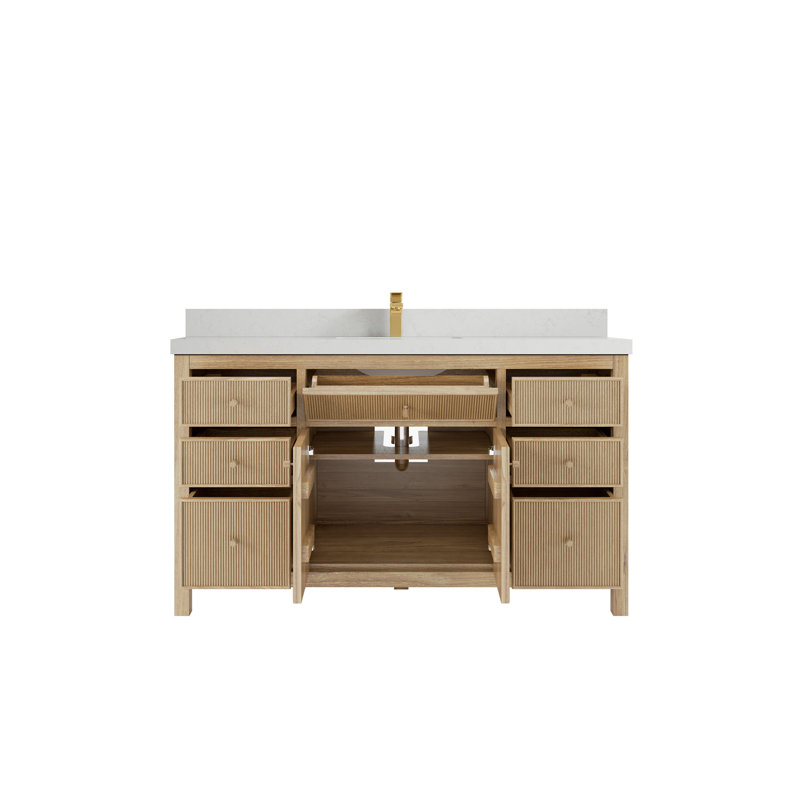 Ensemble de meuble-lavabo simple 60 "60", Quartz de Carrare