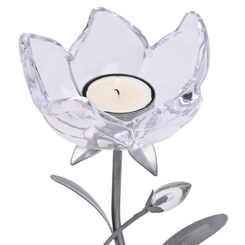 26Cm Glass Metal Tabletop Votive Holder