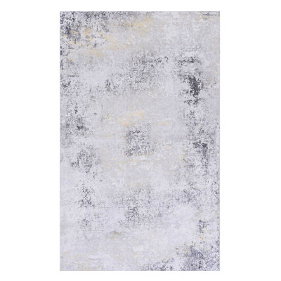 Tapis lavable 9 x 12 - antidérapant, à poils courts, sans perte de poils, pour chambre à coucher, salon, couloir (espaces intérieurs gris lavables, teint