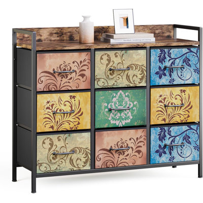 Iron 99 cm W Chest of 9 Drawers