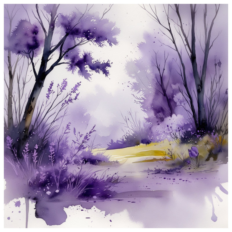 Couvre-lit matelassé aquarelle mauve toutes tailles, Très grand lit