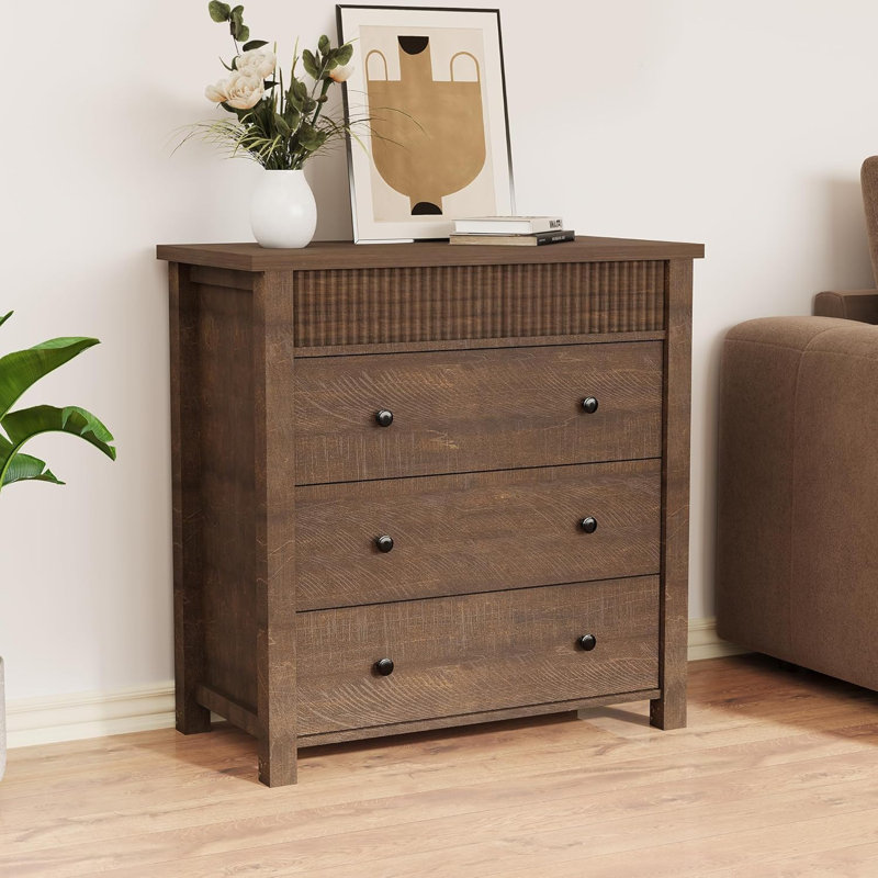 Commode 3 tiroirs pour table de chevet, commode en bois, table de bout cannelée, rangement pour le salon, le couloir et le vestibule