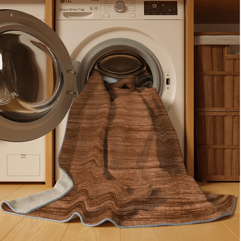 Machine Washable Solid Brown Area Rug, Rectangle 2' x 3'