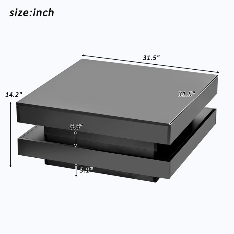 High Gloss Minimalist Design with LED Lights, Black
