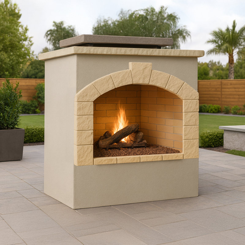 Rectangle Stucco Propane Smokeless Outdoor Fireplace
