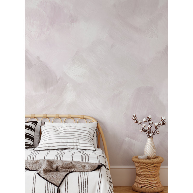 Papier peint adhésif Paint Strokes, L 108 po x l 96 po, Lilas