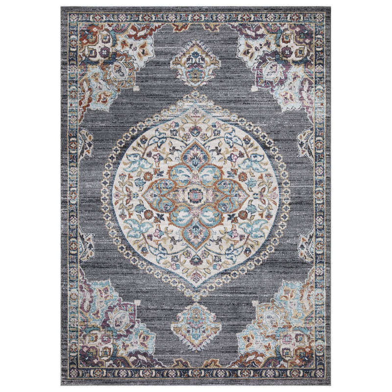 Emmalia gris marocain usé / gris Oushak délavé, Rectangle 5 pi 3 po x 7 pi 3 po