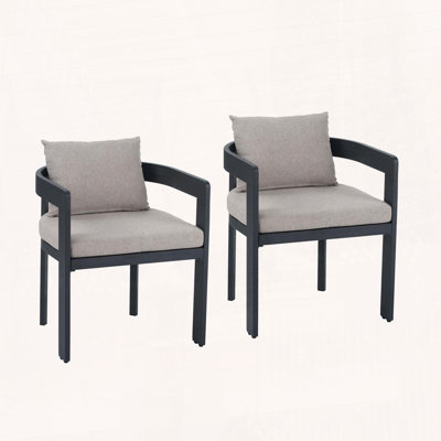Aluminum Dining Chairs Set of 2 with Comfortable Cushions