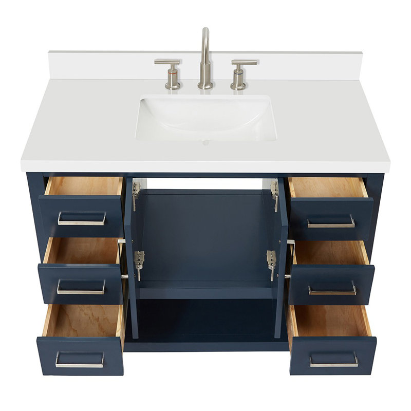 Ensemble de meuble-lavabo simple 43 po Moille, Bleu minuit, Forme rectangulaire