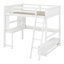 Lit mezzanine double avec bureau, lumière DEL, ports de chargement USB, banc de rangement à 2 tiroirs-364938786
