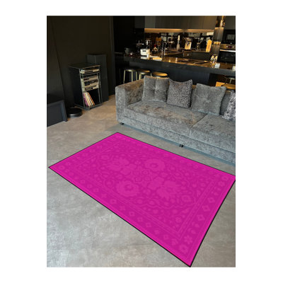 Tapis rose tissé à envers lavable traditionnel Mosso