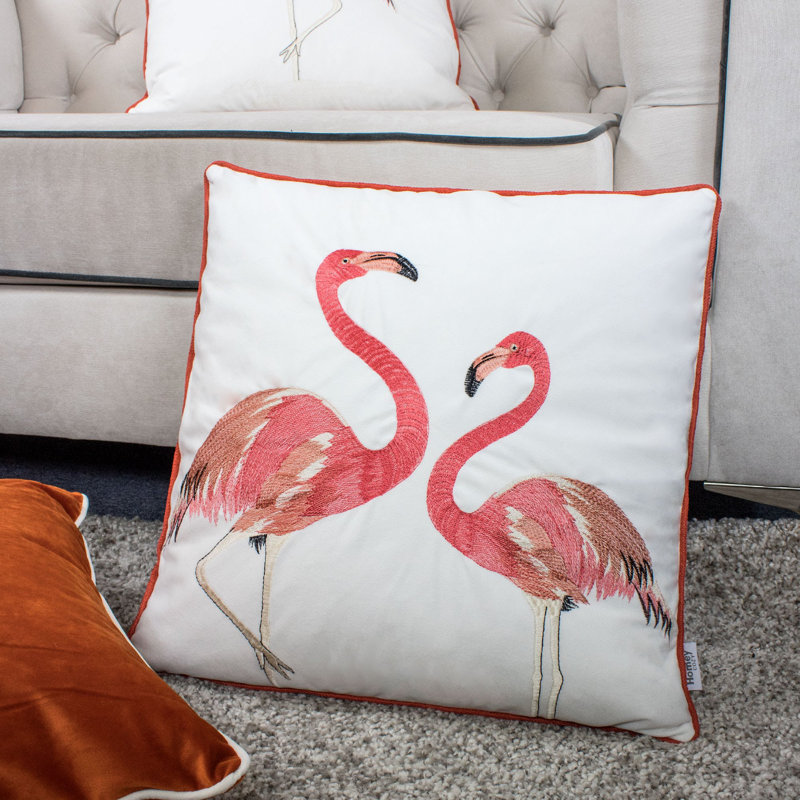 Embroidered Velvet Throw Pillow