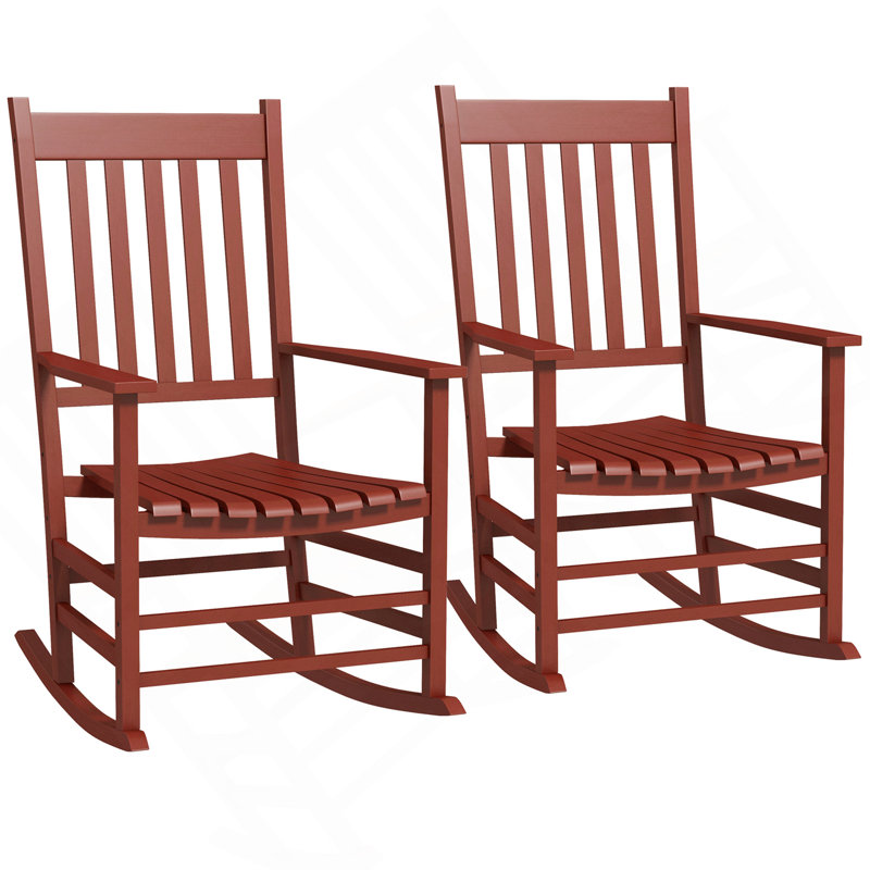 Ensemble de 2 chaises berçantes d'extérieur en bois Outsunny