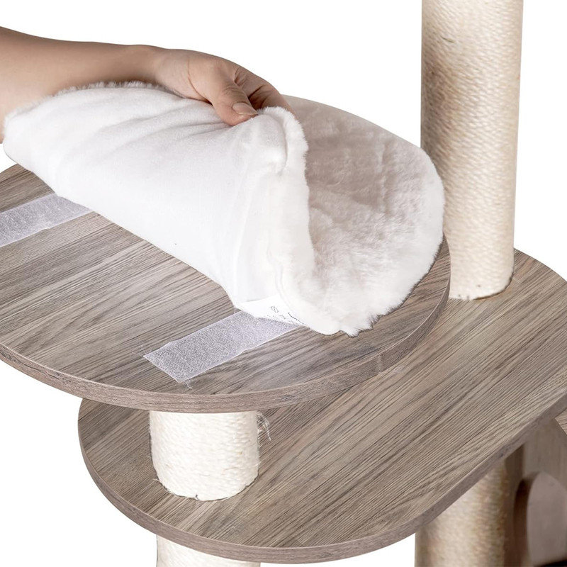 Rustic Gray Wood Cat Tree with Litter Box Enclosure