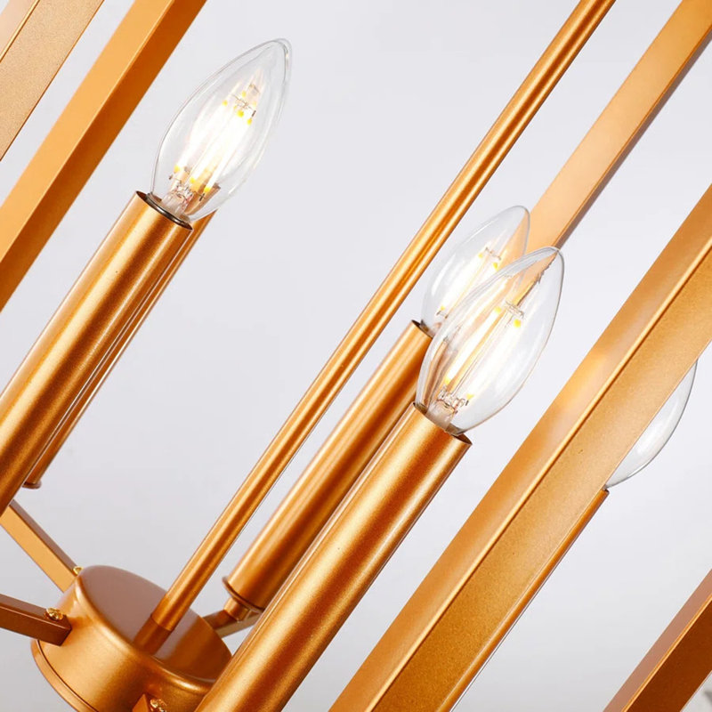 Luminaire suspendu géométrique à 5 lumières Kynsli, Or