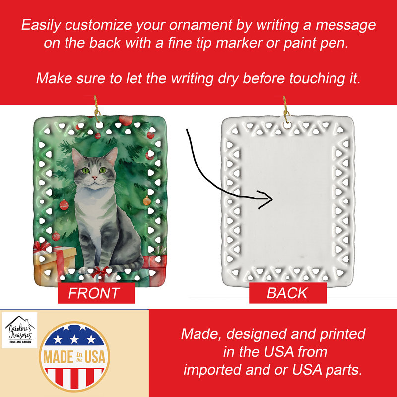 Ornement en porcelaine Ural Rex, Chat Ural Rex 7270