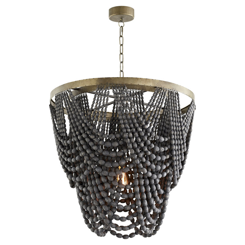 25'' Black Beaded Iron Pendant Light