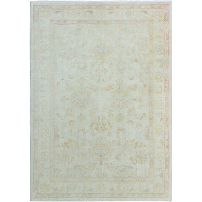 Tapis zone en laine ushak 6 pi 4 po x 8 pi 10 po one-of-kind à la main-noué la 2010 Hales