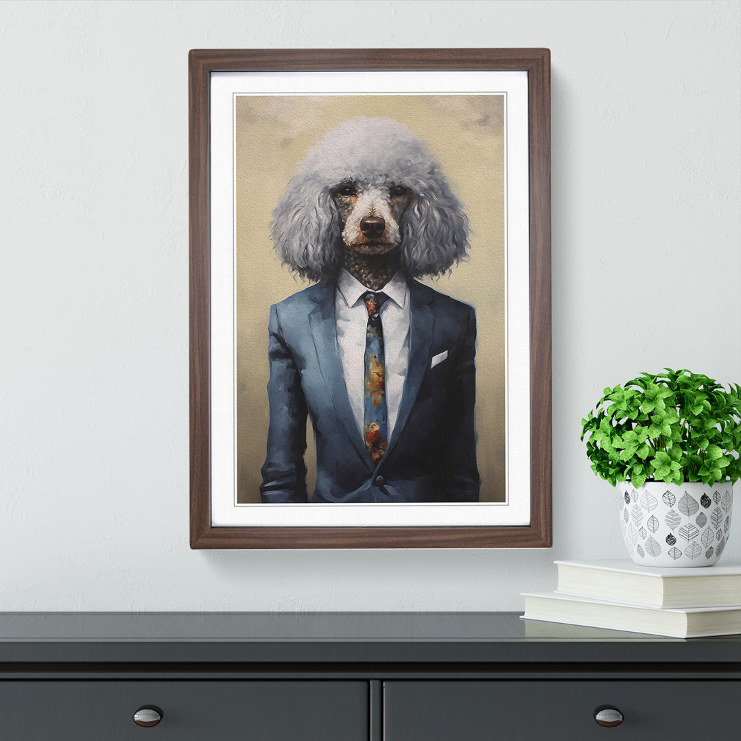 Poodle In A Suit No.5 - Single Picture Frame Print on Wood