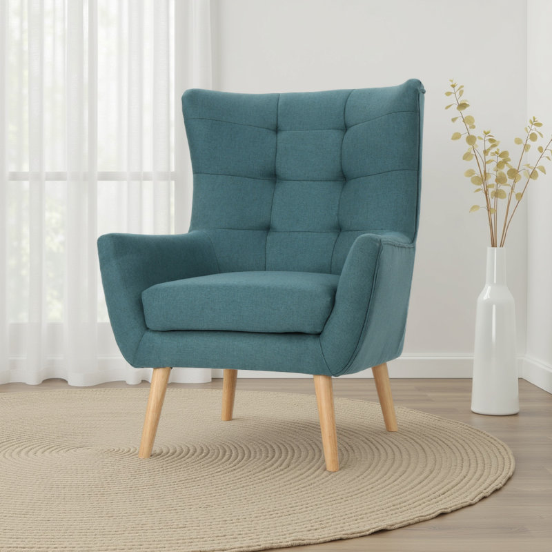 Buchholz Upholstered Club Chair, Teal Polyester