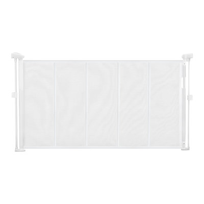 Retractable Baby Gate 34" Tall, Extends to 55" Wide - One-Handed Operation Mesh Safety Gate for Kids & Pets