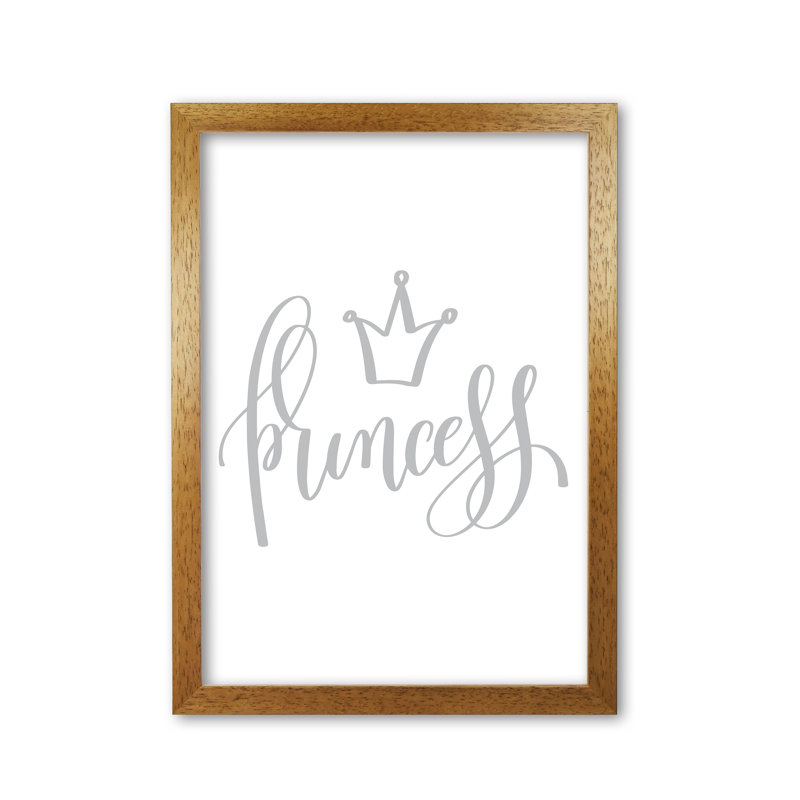Princess - Print, Honey Oak Frame, 30 cm H x 21 cm W x 5 cm D, Grey