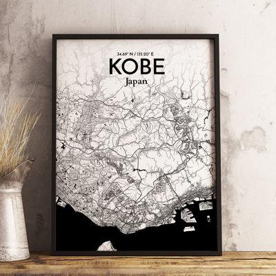 Kobe City Map - No Frame Print
