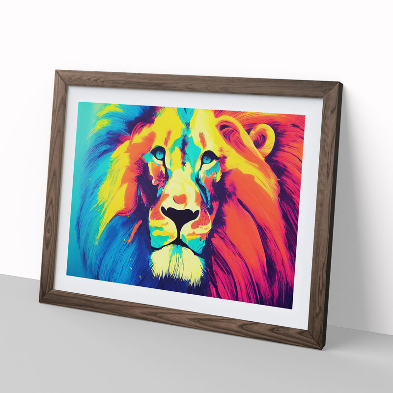 Splashed Lion Vol.2 Abstract - Framed Print, Walnut Framed, 46cm H x 64cm W x 2cm D