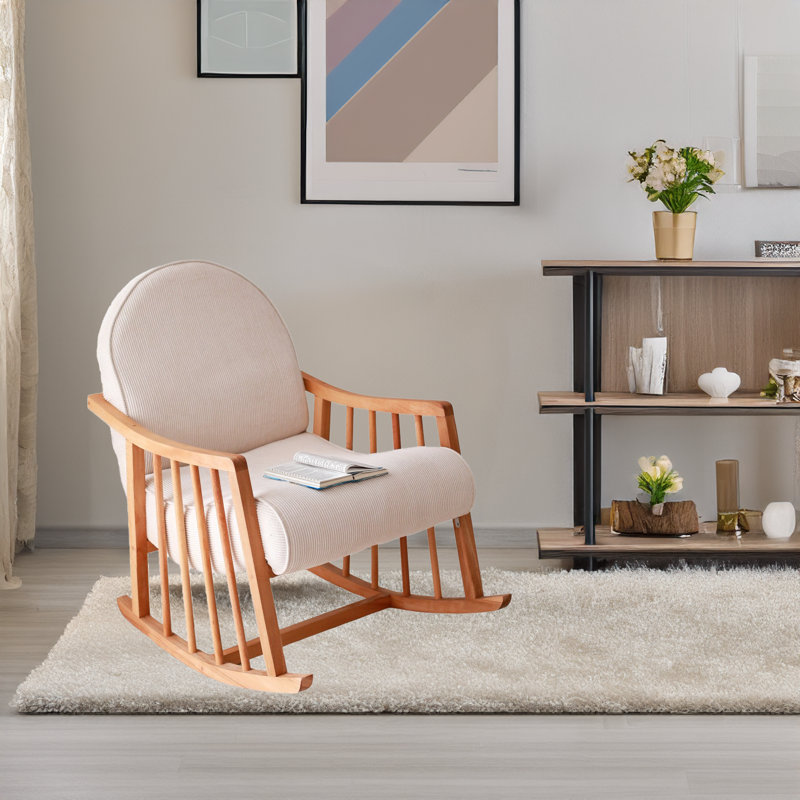 Fauteuil à oreilles berçant en hêtre, Blanc